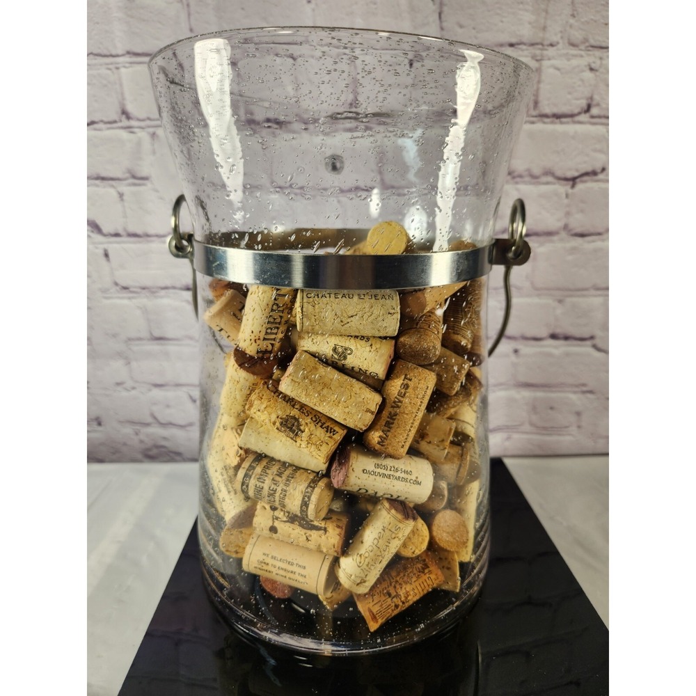 Vintage Retired IKEA Gummel Sahlin Blown Glass Large Ice Bucket with Corks